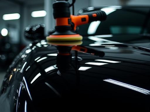 Polisseuse orbitale sur carrosserie noire